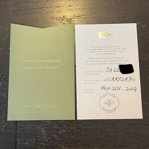 Van Cleef & Arpels VCA Authenticity Certificate Card with holder for bracelet